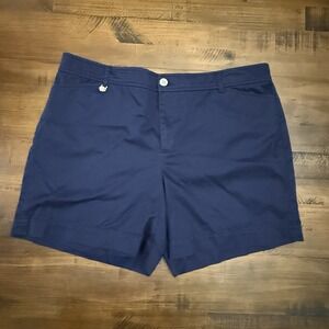 Lauren Ralph Lauren LRL Flat Front‎ Chino Shorts Navy Blue Size 16